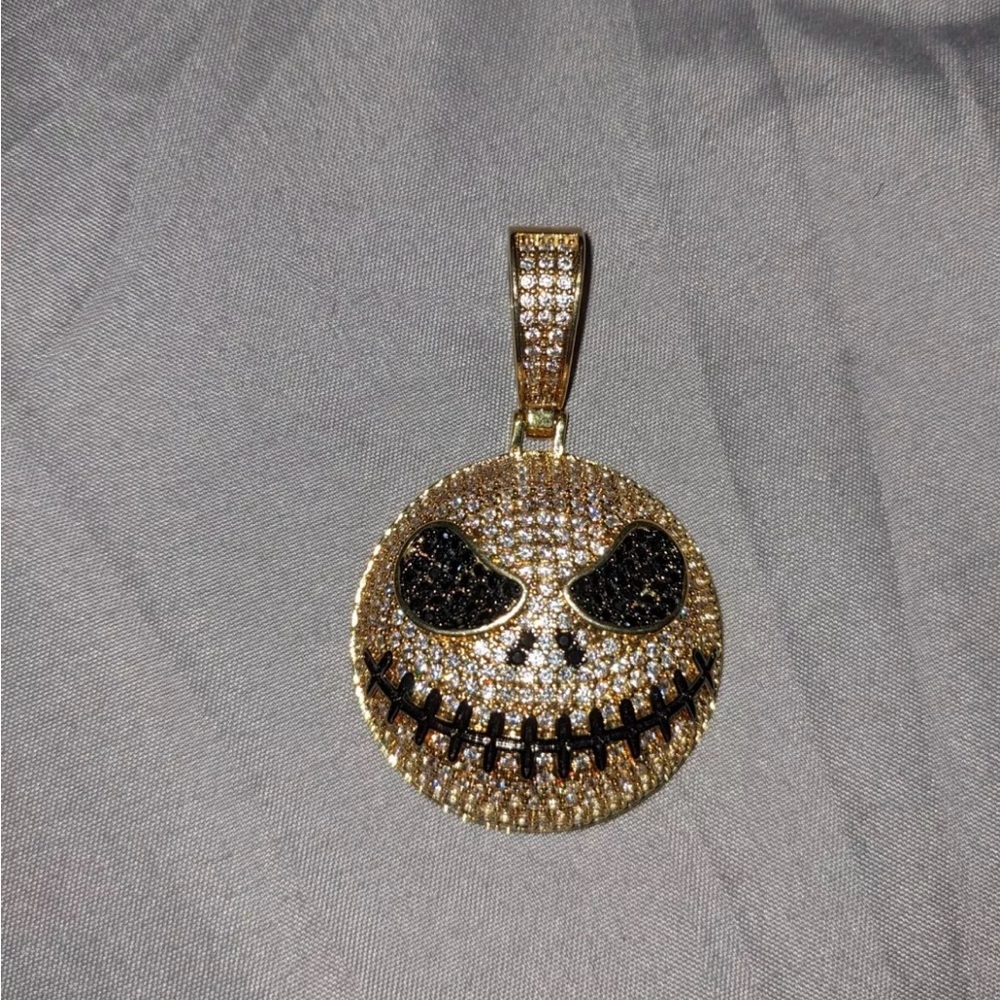 Jack Nightmare Before Christmas ICY CZ GOLD PLATED 3D CARTOON(Brand New)